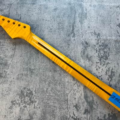 BMC Guitar Neck Strat® Stratocaster® 21 Fret Amber Flame Maple With Rosewood Fingerboard Rounded Fret Ends 9.5 Radius  SFMRA21 #4 image 4