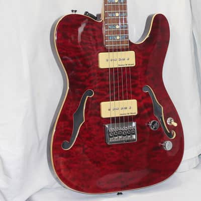 IYV ITF 400 Tele P90 Thinline Burl Top Dark Red in Hard Case image 1