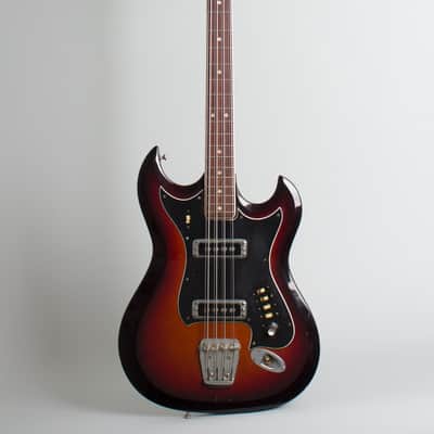 Hagstrom  H-8 8-String Bass Solid Body Electric Bass Guitar (1968), ser. #748005, black hard shell case. image 1