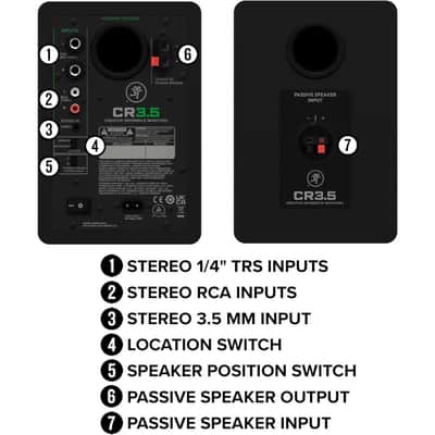 Mackie CR3.5 Creative Reference Powered 3.5" Studio Monitors Pair Black Bundle with Hosa Stereo 1/4" Male Phone to 1/4" Male Phone TRS Cable 10, Auray IP-S Isolation Pad for Studio Monitor (2-Pack) image 9