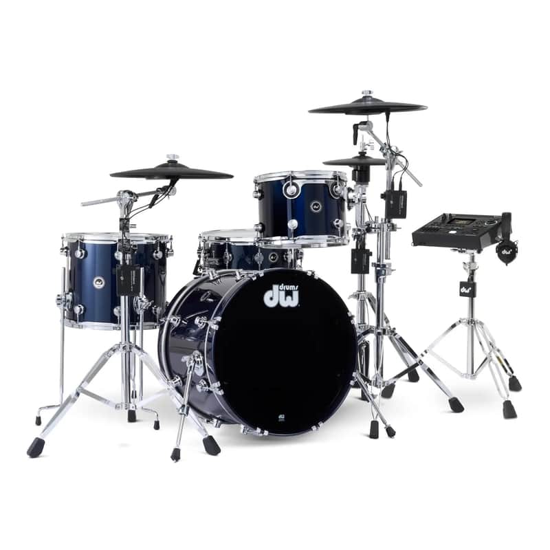 FREE TOM REBATE! - DW DWe 4pc Complete Electronic/Acoustic Drum Set w/Roland Cymbals & V51 Midnight Blue Metallic image 1