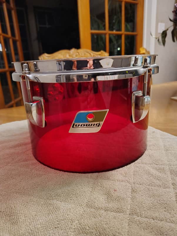 Ludwig Vistalite 10"(Diameter)x6.5" (Depth) Concert Tom 1970's - Red Acrylic image 1
