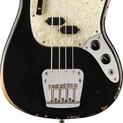 Fender JMJ Signature Road Worn Mustang Bass Short-Scale 4-String Bass Guitar, Rosewood Fingerboard, Black image 1