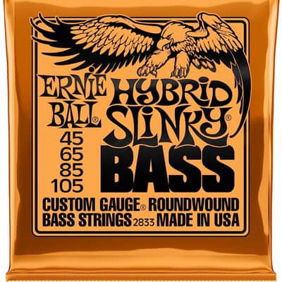 Ernie Ball Hybrid Slinky Nickel Wound Bass Guitar Strings, 45-105 Gauge (P02833)