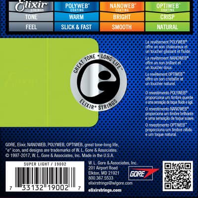 Elixir 19002 Optiweb Nickel Plated Steel Electric Guitar Strings - Super Light (9-42) image 2