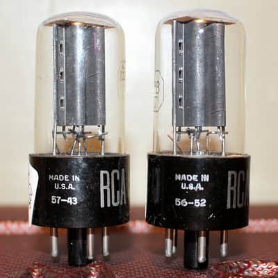 RCA 5Y3GT VT-197A PERFECT MATCH PAIR BLACK PLATE D GETTER TEST NOS++ VINTAGE 1956-57 image 2