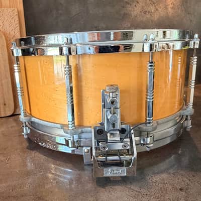 Pearl G-914D Freefloater snare 14x6.5” 1983-1987 - Natural maple lacquer image 9