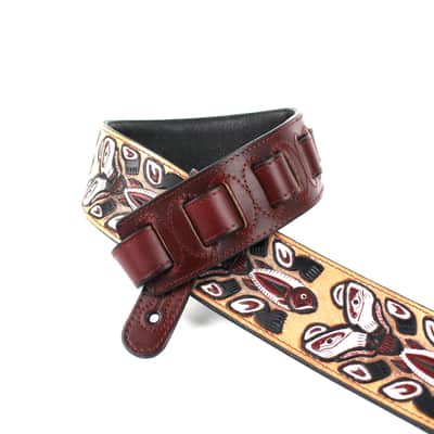 Walker & Williams LHR-24 Blood Red Premium Leather w/North West Bear Totem Carving image 2