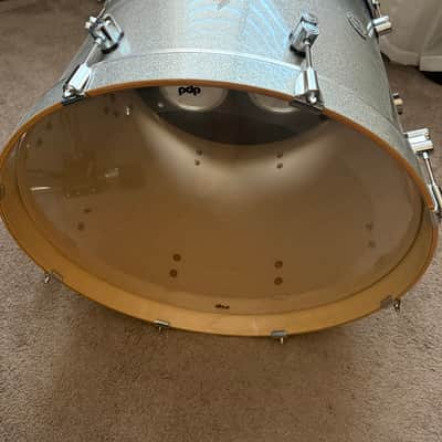 Used- Like New PDP Concept Maple Series 18x22" Bass Drum with Chrome Hardware 2010s - Silver to black sparkle fade image 3