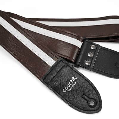 Couch Brown with White Vinyl Racer X Guitar Strap image 1