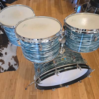 Drum Kits - 1970's Ludwig Classic Maple 14x24 8x12 9x13 14x16 (Concert Tom) Drum Kit (Bowling Ball Blue Oyster) image 2