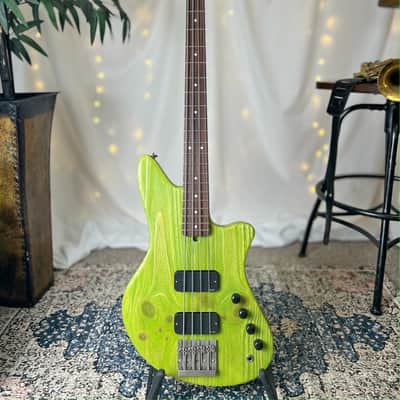 Offbeat Guitars "Jax 4" 32" Medium Scale Bass in Alien Green on Sandblasted Pine, Active EMG Pickups, Hipshot Hardware image 4