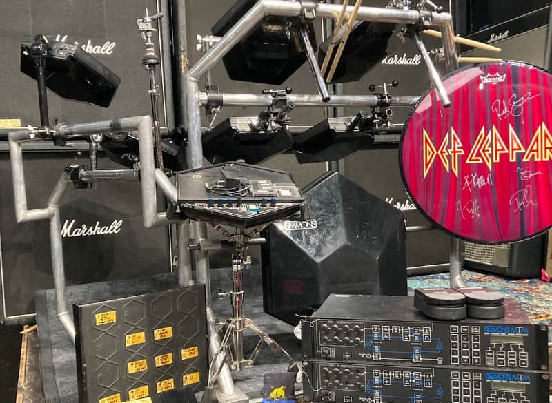 Simmons Rick Allen's Def Leppard, Hysteria Tour, Drum Set and Rack 1986-1987 - Black/Silver image 1