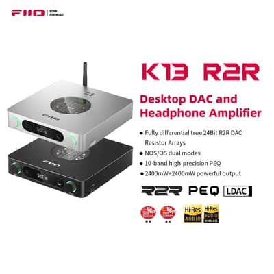 FiiO K13 R2R Desktop DAC & Headphone Amp, High-Fidelity 24Bit R2R DAC, Powerful 2400mW Output, LDAC Bluetooth Streaming, Dual Power Supply, 10-Band PEQ, Balanced XLR & RCA Audio Output (Silver) image 2