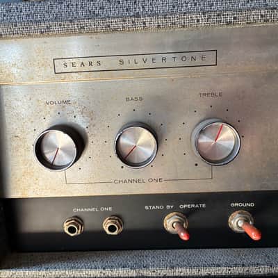 Silvertone Model 1483 23-Watt 1x15 Bass / Guitar Piggyback 1960s - Gray image 6