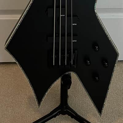 B.C. Rich Chris Kael Warlock Bass - Satin Black + BC Rich Custom Shop Warlock case BOTH MINT image 1