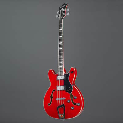 Hagstrom Viking Bass WCT Wild Cherry Transparent - Semi-Acoustic Bass righthand image 9