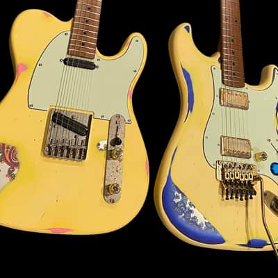 Billy Handy Junior’s Gas Station “RattleStrat” Relics - Olympic White Paisley Finish - w/ HSC - Partscaster Relic - S and T Style Set image 1