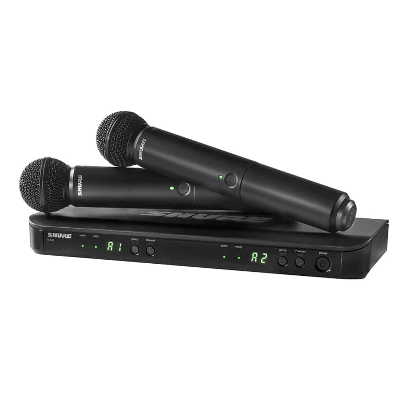 Shure BLX288/SM58 Dual Channel Wireless Handheld Microphone System - H9 Band - BLACK image 1