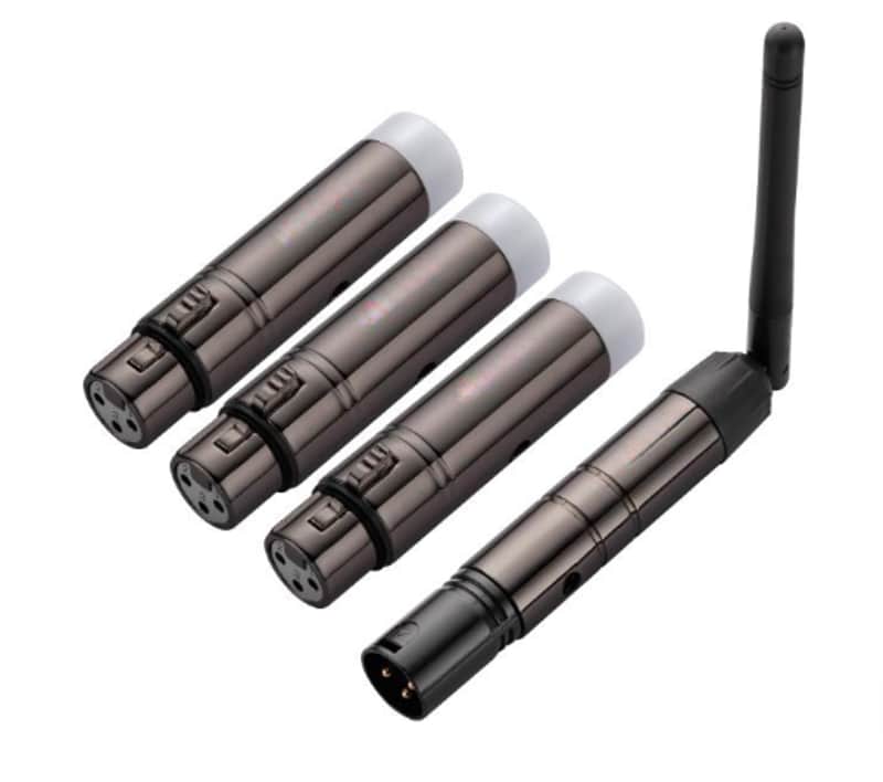 Wireless DMX512 1Transmitter & 3Receivers Kit (Plug-in Power, Non-Battery) - No Delay Lighting Control System for DJ, Disco, Stage Moving Heads 1000ft Range (Includes Power Adapters) image 1
