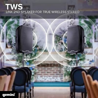 Gemini Sound AS-2115BT-PK 2000 Watt 15 Inch Woofer Professional Active Bluetooth DJ PA Speaker, Stand, Mic and Remote Set with Onboard 3-Channel. TWS Stereo Pairing/Linking and Pro Fly Points image 6