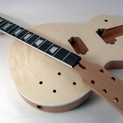 Select Stock Flame Top Mahogany Body + Trap Inlay Mahogany Neck RAW DIY Custom Ready BLEM image 1
