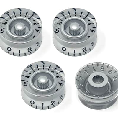 Silver Speed Knobs for Epiphone Les Paul Import Guitar (Set of 4) Fits 18 Coarse-Spline Alpha Pots image 3