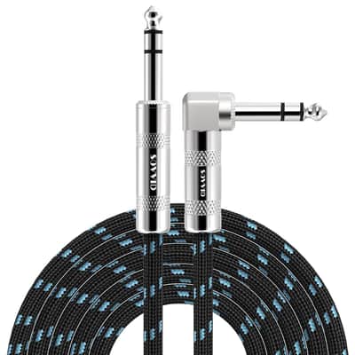 1/4 Inch TRS Cable 10 FT, 6.35 mm 1/4 TRS to TRS Balanced Stereo Audio Cable, Quarter Inch TRS Male to Male Instrument Cable for Sound Card, Mixer, Amplifier, Speaker, Equalizer, Black Blue image 1