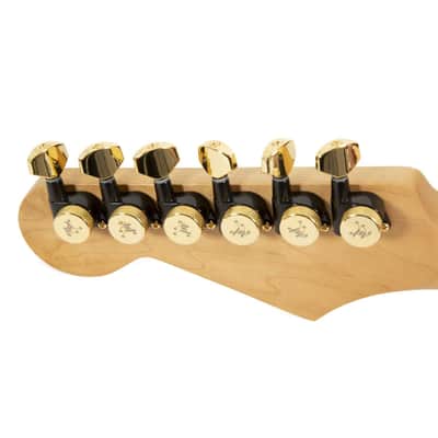 Tone Ninja 19:1 Locking Tuners, 6 Inline Baritone non-staggered set, Black and Gold