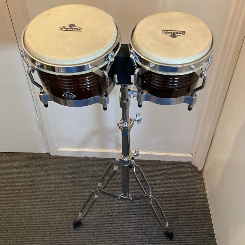 L.P. Matador M201 Bongos with M245 Stand  - Siam Oak (Almond Brown) image 1