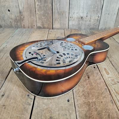 Dobro Model 66B Squareneck Resonator 1985 Sandblasted Birch With Case - Sunburst sandblasted French Scroll design image 9