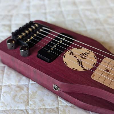 Mini Travel Headless Lap Steel Guitar – Purpleheart & Maple, P90 Pickup, Gig Bag image 4