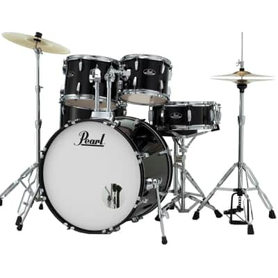 Pearl Roadshow 5-Pc Complete Drum Set w/22" Kick, Cymbals & Hardware - Jet Black image 2