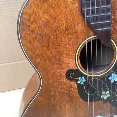 Unknown Vintage antique acoustic guitar solid wood image 8