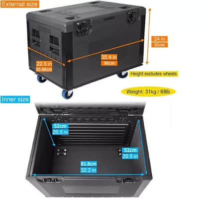 Heavy-Duty Audio Utility Road Trunk Case | Stackable Flight Case for Cables, Stage Lighting, DJ Gear, and Pro Equipment – Impact-Resistant Transport Storage image 3