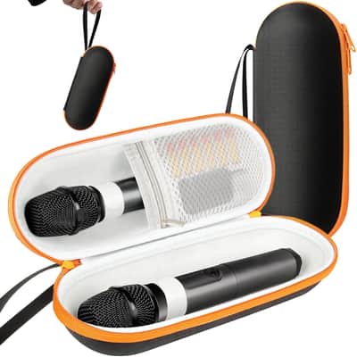 Case Compatible with JBL Wireless Two Microphone System, Up To 9“ x 3” will fit. Handheld Dual Mic Travel Bag for Singing or Karaoke for Receivers, Adapters, AA Batteries, Case Only. image 1