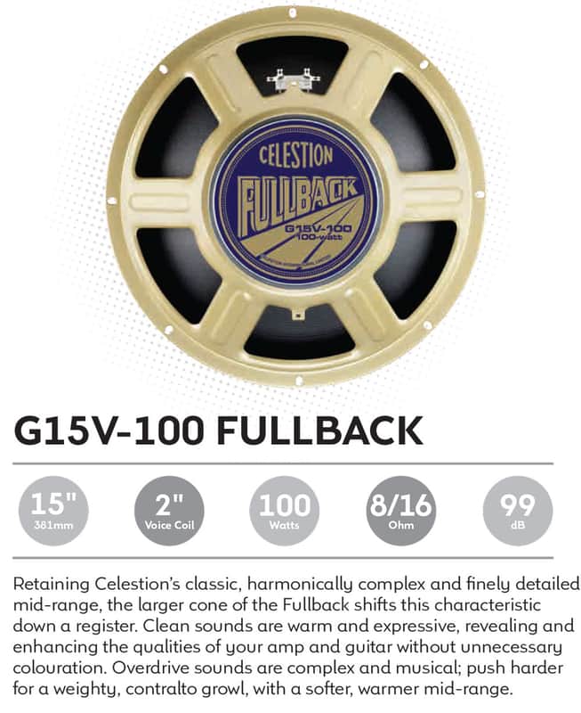 Celestion G15V-100 FULLBACK 15" 8ohm 100W Ceramic Magnet Guitar Speaker 99dB 85Hz image 1