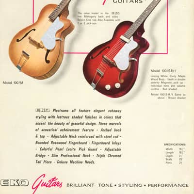 Eko 100/1 Electric 1966 Cherry Burst 1 Pickup Volume&Tone Control image 14