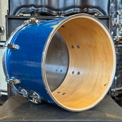 VINTAGE 1970's Ludwig 12x14" Blue & Olive Badge Concert Tom in Blue Sparkle image 4