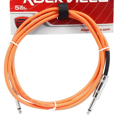 Rockville RCGT6.0O 6' 1/4'' TS to 1/4'' TS Guitar/Unbalanced Signal Cable-Orange image 2