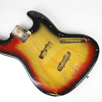 1976 Fender Jazz Bass BODY Sunburst ASH Super GREAT Heavy Wear USA 3-Bolt Weight 6.4 lbs 1970's Vintage image 7