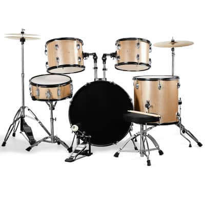 Full Size Adult Drum Set 5-Piece with Bass Drum, two Tom Drum, Snare Drum, Floor Tom, 16" Ride Cymbal, 14" Hi-hat Cymbals, Stool, Drum Pedal, Sticks 2020's image 4