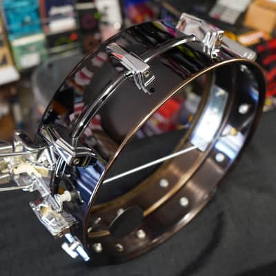 Vintage 1978 Ludwig USA Super Sensitive 5x14" Seamless Brass Snare Drum | Blue-O-Olive Pointy Badge image 5