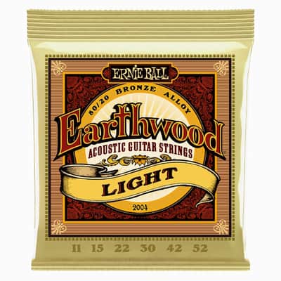 Earthwood Light 80/20 Bronze Acoustic Guitar String Set 11-52 Gauge 80%-Cu+20%-Zn Wnd-Wire Wrap Over Brass-Plated Hi-C Steel Hex-Core image 1