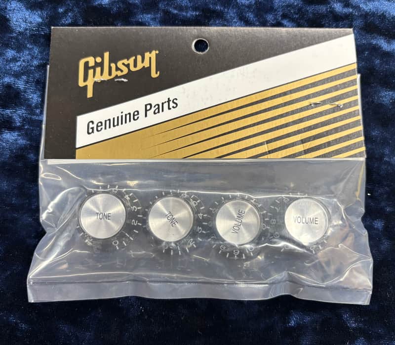 Gibson Top Hat Knobs 4-Pack - Black and Silver - NEW image 1