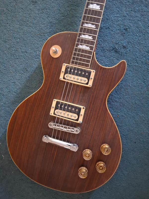 Vintage 1974 Lincoln Les Paul Custom "Natural Exotic Wood" Maxon Super 70's OHSC Matsumoku - Good
