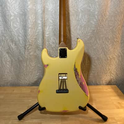 Custom Strat Relic Aged Pink Paisley Vintage White w/ Fender Bridge and Pickups image 8