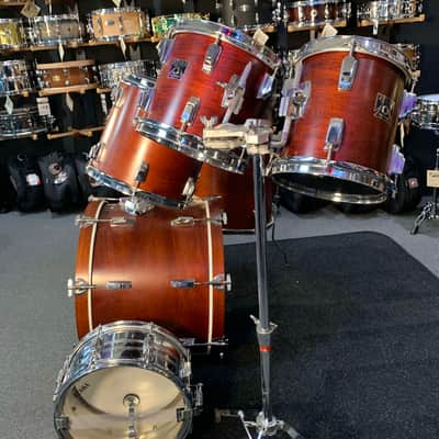Vintage 1980's TAMA Royalstar 7-Piece 8/10/12/13/16/22 Drum Kit Set in Super Mahogany Satin w/ Metal Snare Drum image 2