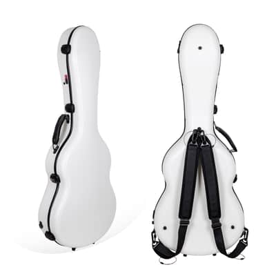 Crossrock Poly Carbon Case fits 4/4 Classical Guitars, Anti-scratch Flight Case in White image 1
