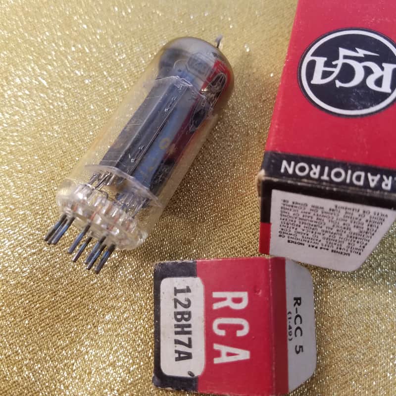 RCA 12BH7A tNOS AT1000 TESTED Balanced! PI Vacuum Tube black plate 12BH7 dual triode 1952-1961 image 1